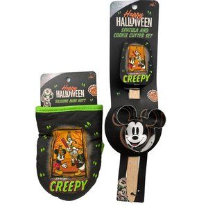 Disney 100 Let's Get Creepy Mickey Donald Goofy Oven Mitt Spatula Cookie Cutter
